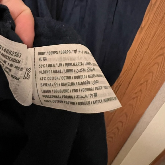 The A&F Emerson Linen-Blend Puff Sleeve Mini Dress Navy Size Large Tall - Picture 13 of 15